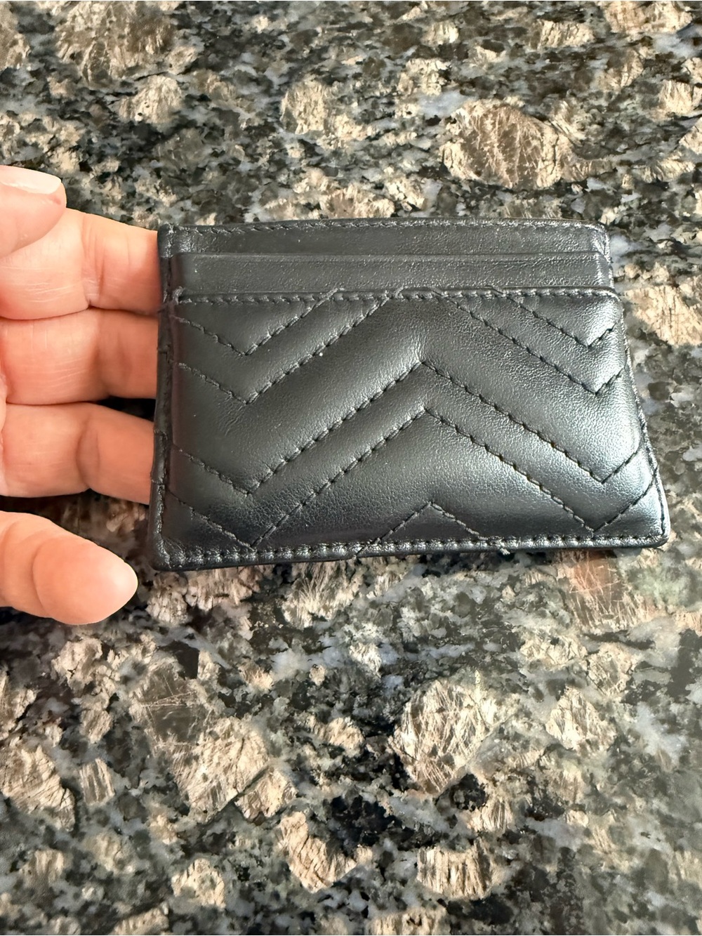 Gucci GG Marmont Quilted Black Leather Card Holder with Chevron Stitching - Picture 11 of 16